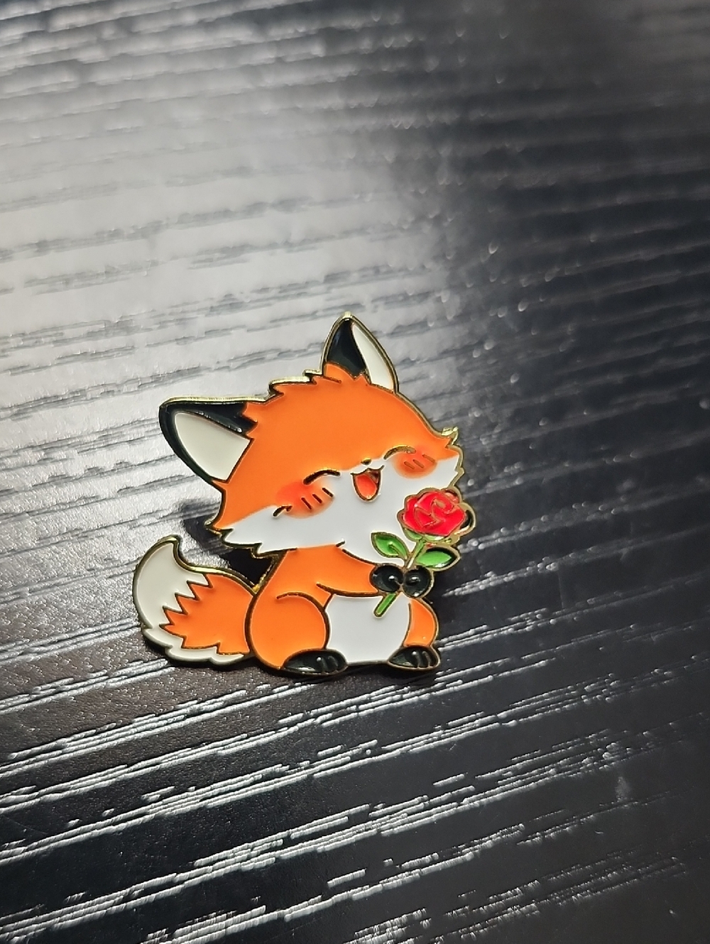 Cute Orange Fox Brooch with Red Rose - Women Jewelry Brooches